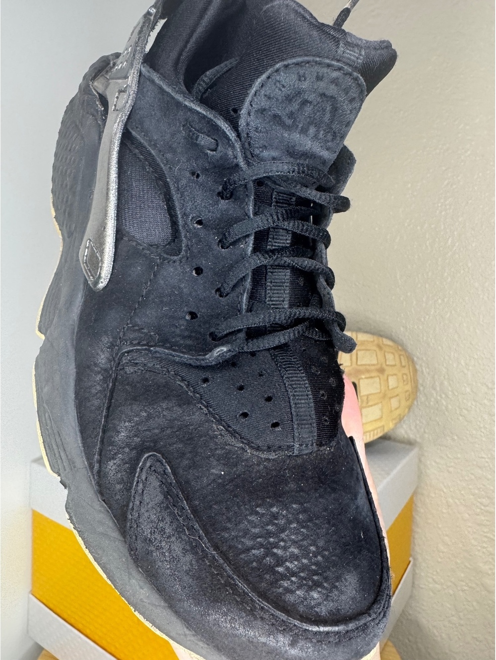 Nike Air Huarache Black Metallic Silver GS Youth Size 6Y Sneakers Used No Box - Picture 7 of 7